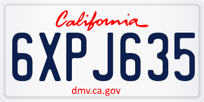 CA license plate 6XPJ635