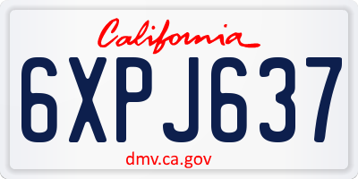 CA license plate 6XPJ637