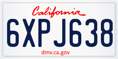 CA license plate 6XPJ638