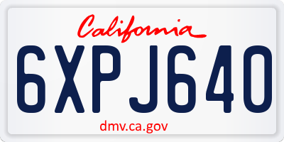 CA license plate 6XPJ640