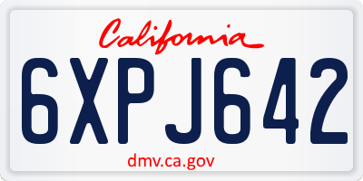 CA license plate 6XPJ642