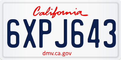 CA license plate 6XPJ643