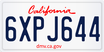 CA license plate 6XPJ644