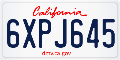 CA license plate 6XPJ645