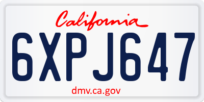 CA license plate 6XPJ647