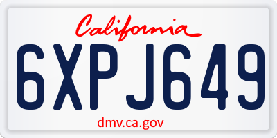 CA license plate 6XPJ649