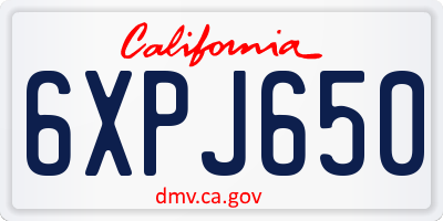 CA license plate 6XPJ650
