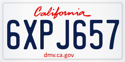 CA license plate 6XPJ657