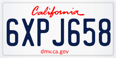 CA license plate 6XPJ658