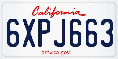 CA license plate 6XPJ663