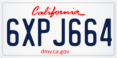 CA license plate 6XPJ664