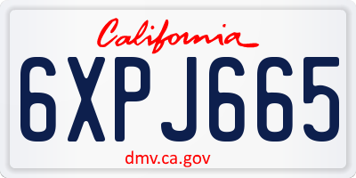 CA license plate 6XPJ665