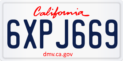 CA license plate 6XPJ669