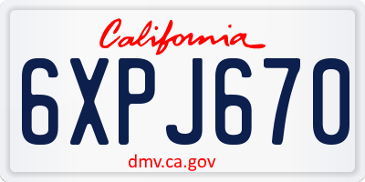 CA license plate 6XPJ670