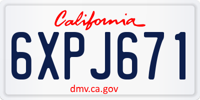 CA license plate 6XPJ671