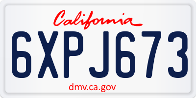 CA license plate 6XPJ673