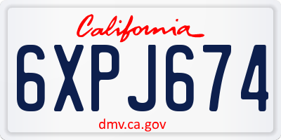 CA license plate 6XPJ674
