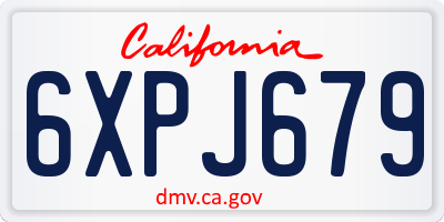 CA license plate 6XPJ679