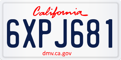 CA license plate 6XPJ681