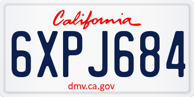 CA license plate 6XPJ684
