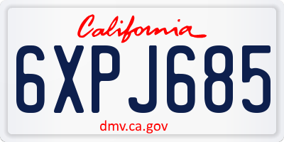 CA license plate 6XPJ685