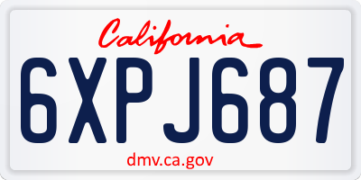 CA license plate 6XPJ687