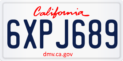 CA license plate 6XPJ689