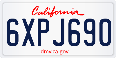 CA license plate 6XPJ690