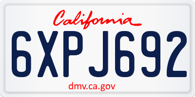 CA license plate 6XPJ692