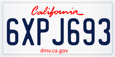 CA license plate 6XPJ693