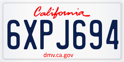 CA license plate 6XPJ694