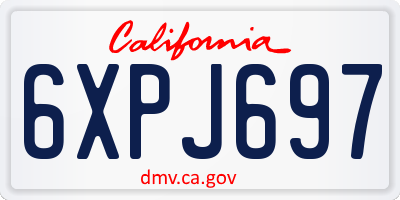 CA license plate 6XPJ697