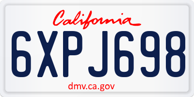 CA license plate 6XPJ698