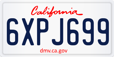 CA license plate 6XPJ699