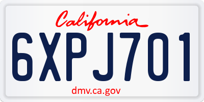 CA license plate 6XPJ701
