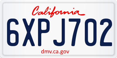 CA license plate 6XPJ702