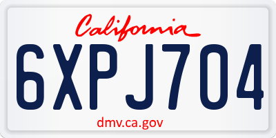 CA license plate 6XPJ704