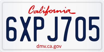 CA license plate 6XPJ705