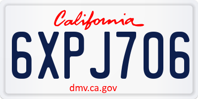 CA license plate 6XPJ706