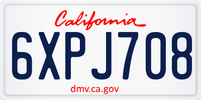 CA license plate 6XPJ708