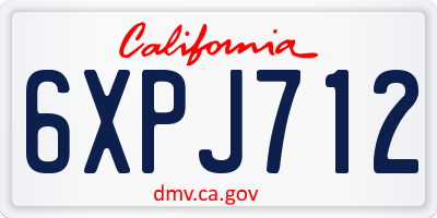 CA license plate 6XPJ712