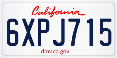 CA license plate 6XPJ715