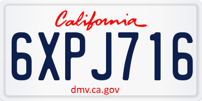 CA license plate 6XPJ716