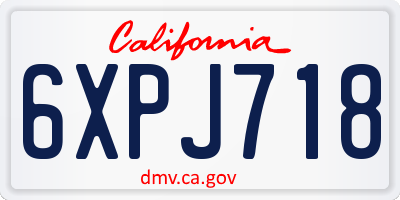 CA license plate 6XPJ718