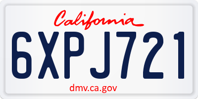 CA license plate 6XPJ721