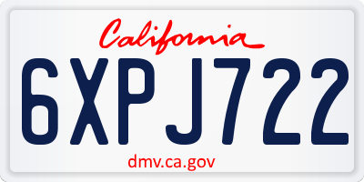 CA license plate 6XPJ722