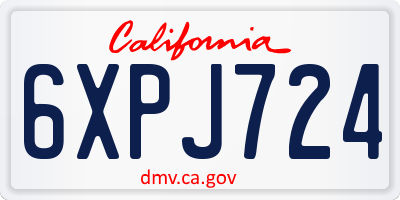 CA license plate 6XPJ724