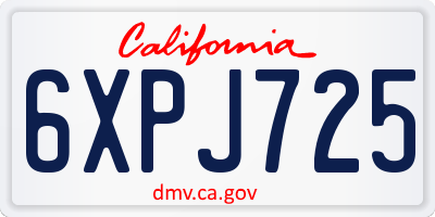 CA license plate 6XPJ725