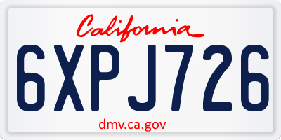 CA license plate 6XPJ726