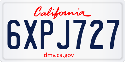 CA license plate 6XPJ727